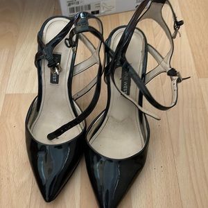 Womens Patent Leather Pointy Toe Sandals Slingback Shoes Slim High used